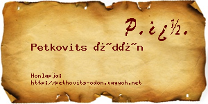 Petkovits Ödön névjegykártya